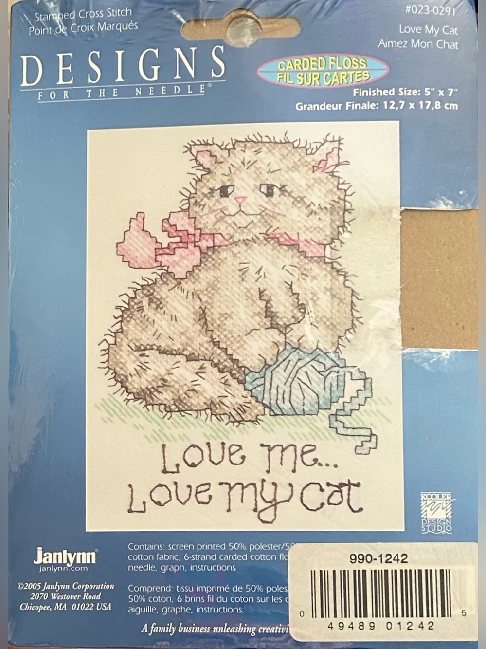 'Love Me… Love My Cat' Stamped Cross Stitch Kit